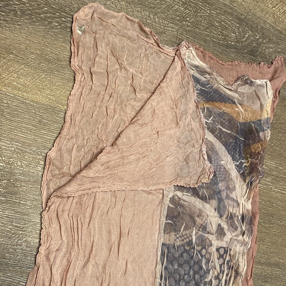 A Bundle of Two Bohemian Boho Vibe Double-Layer Knit Scarves in Blush and Peach - Picture 7 of 14